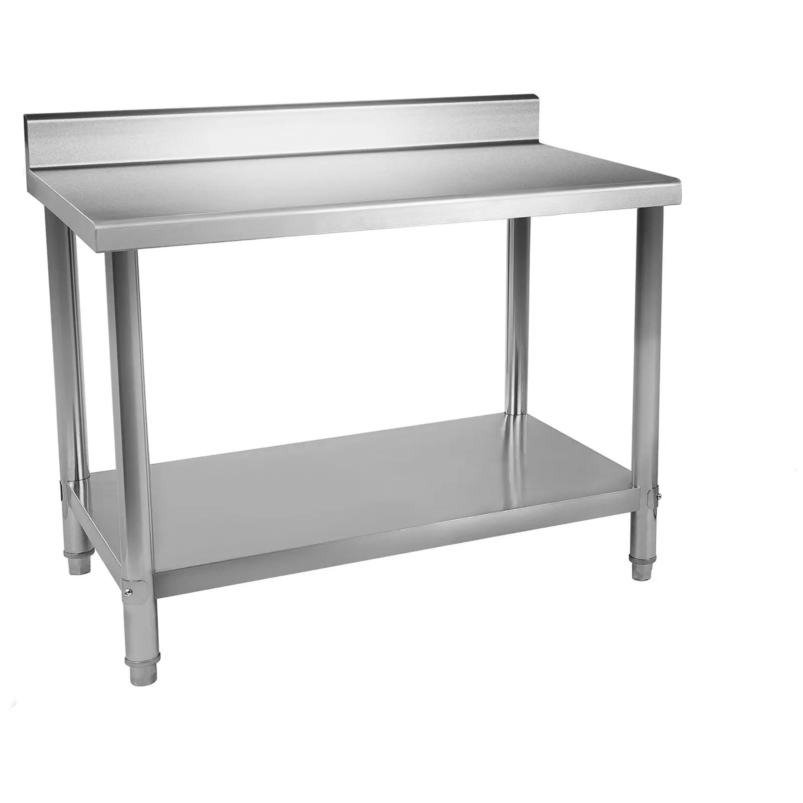 Nerezový pracovní stůl - 120 x 70 cm - s lemy - 143 kg