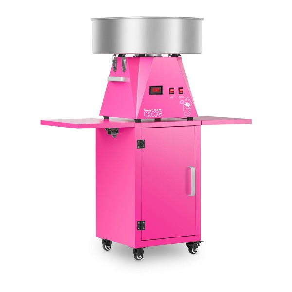 Souprava stroje na výrobu cukrové vaty s vozíkem - 52 cm - růžová/růžová