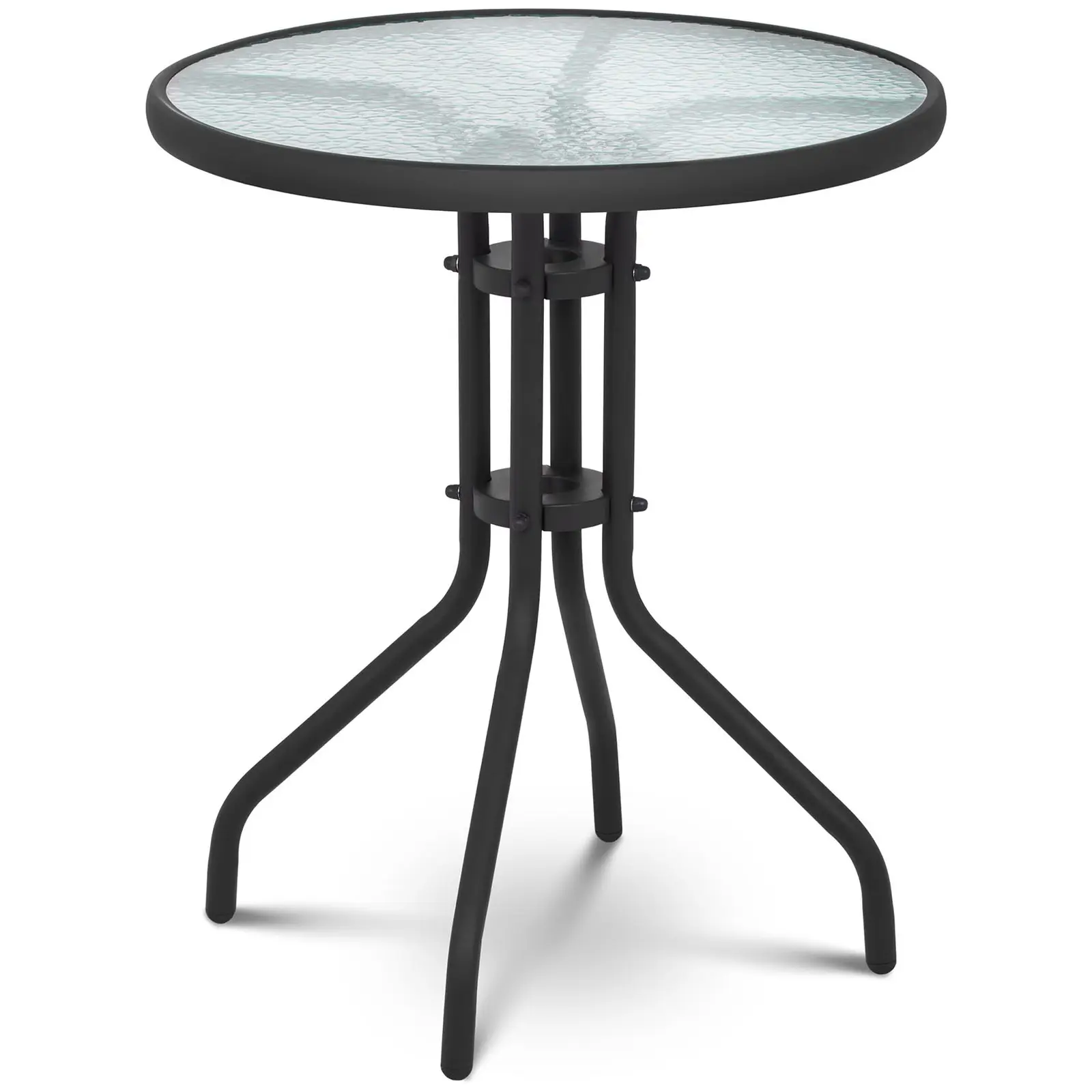 Zahradní stůl kulatý - Ø 60 cm - se skleněnou deskou - černý