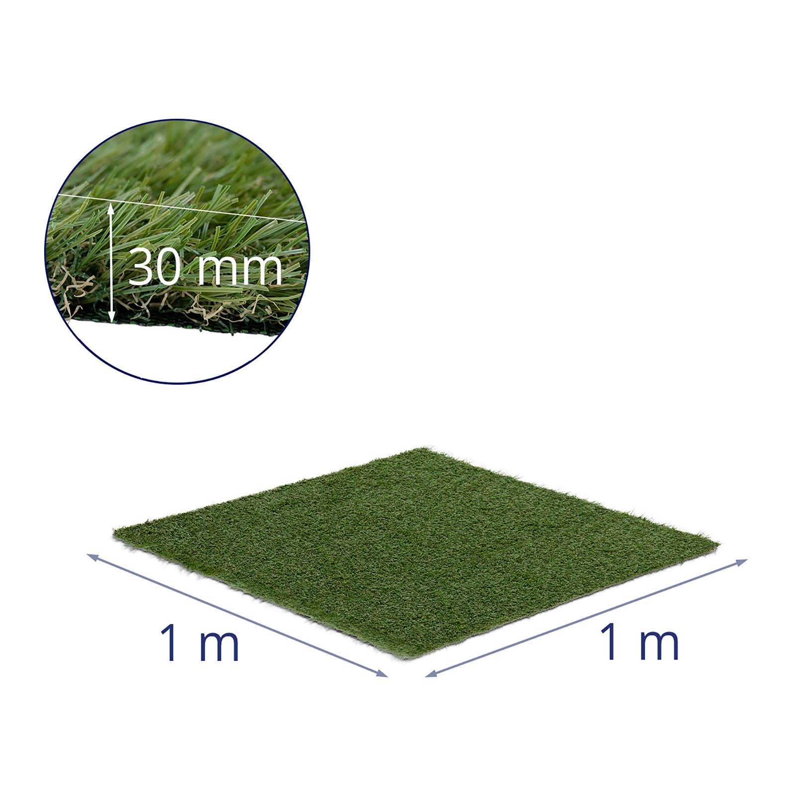 Umělá tráva - sada 5 kusů - 100 x 100 cm - výška: 30 mm - počet stehů: 14/10 cm - odolná proti UV záření