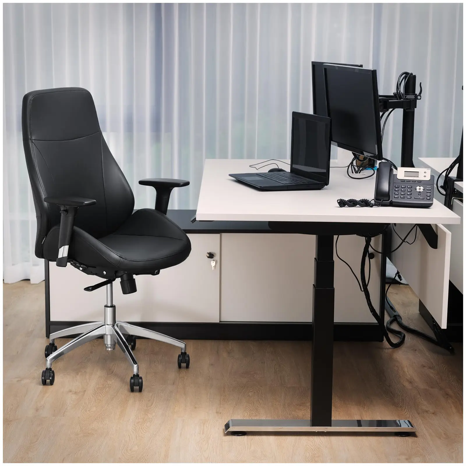 B-zboží Kancelářská židle - manažerské křeslo - syntetická kůže - chrom - 150 kg