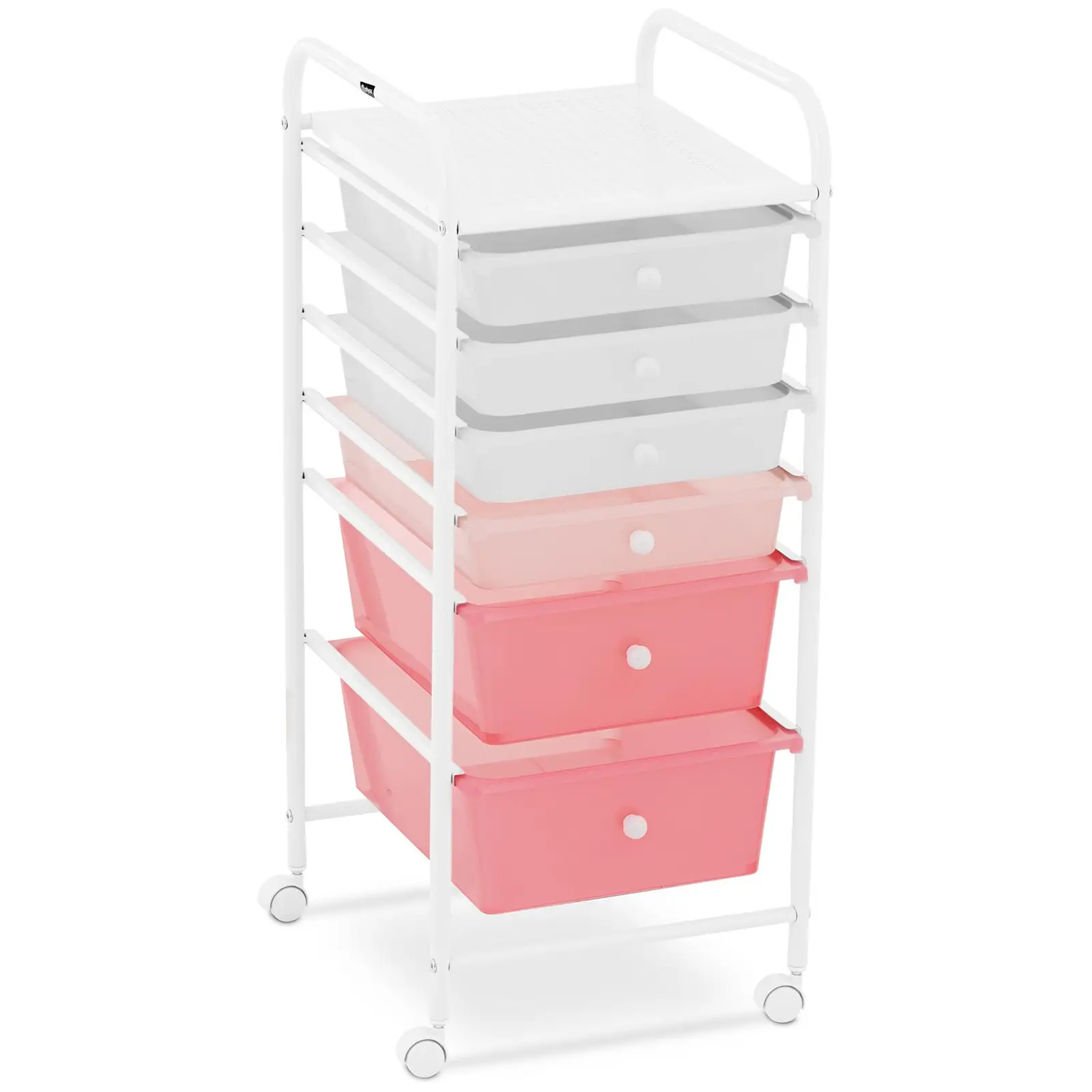 Kosmetický vozík - 6 zásuvek - růžová/bílá