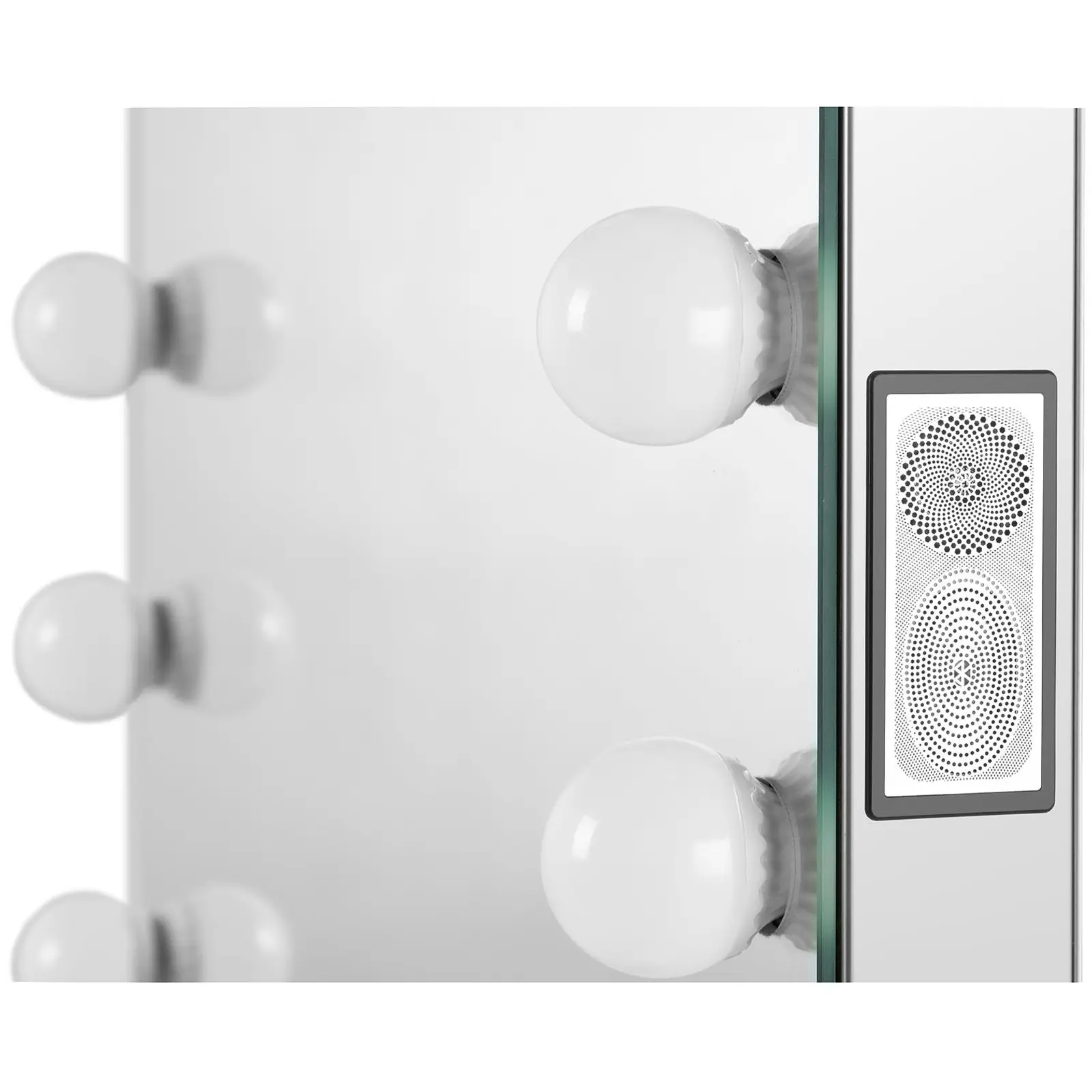 Hollywoodské zrcadlo - bezrámové - 14 LED diod - hranaté - reproduktor