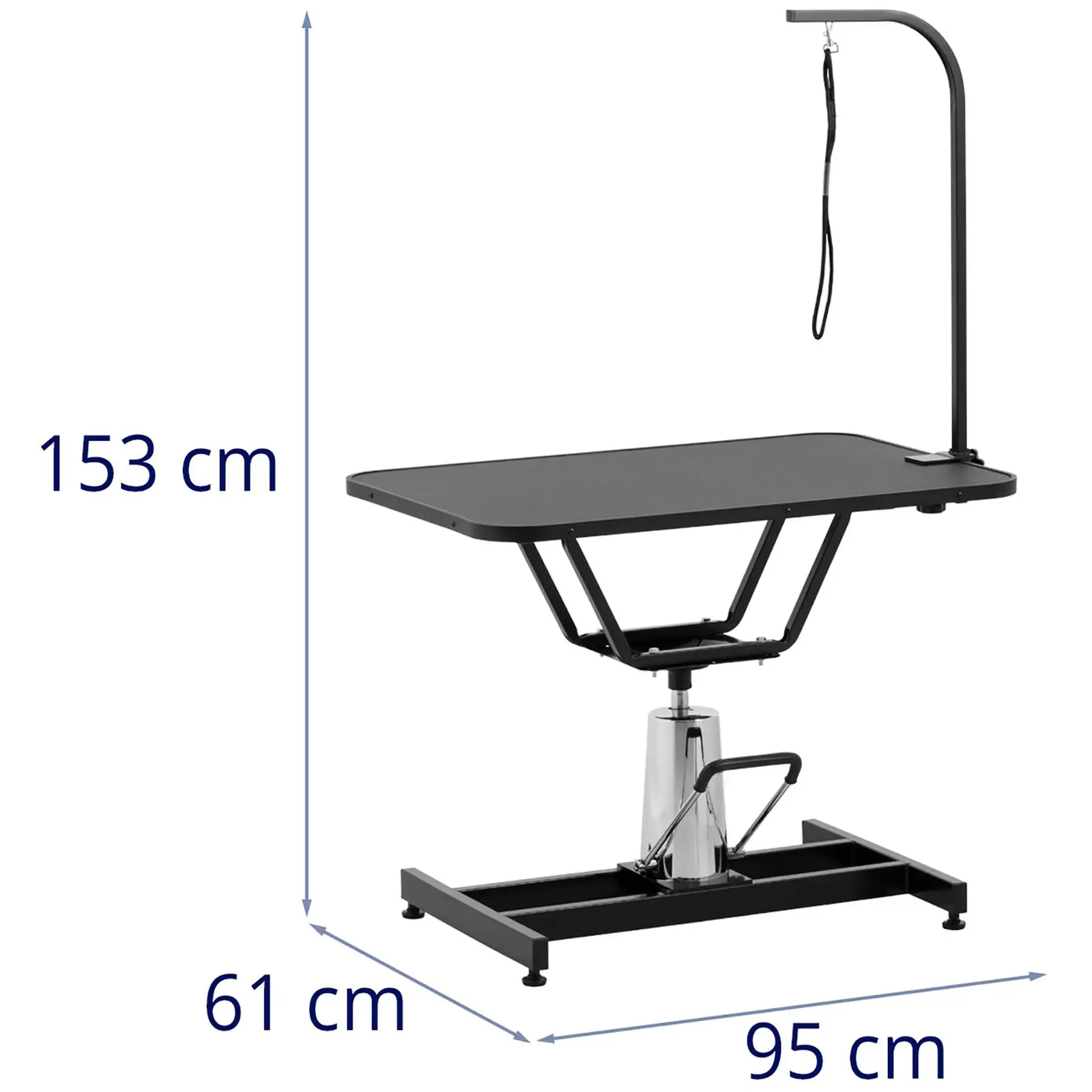 Stůl na stříhání psů - 905 x 605 mm - výškově nastavitelný od 70 - 84 cm - 60 kg - 1 smyčka