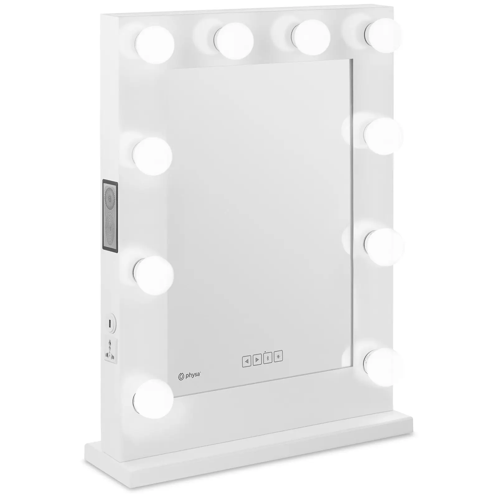 Hollywoodské zrcadlo - bílé - 10 LED diod - hranaté- reproduktor