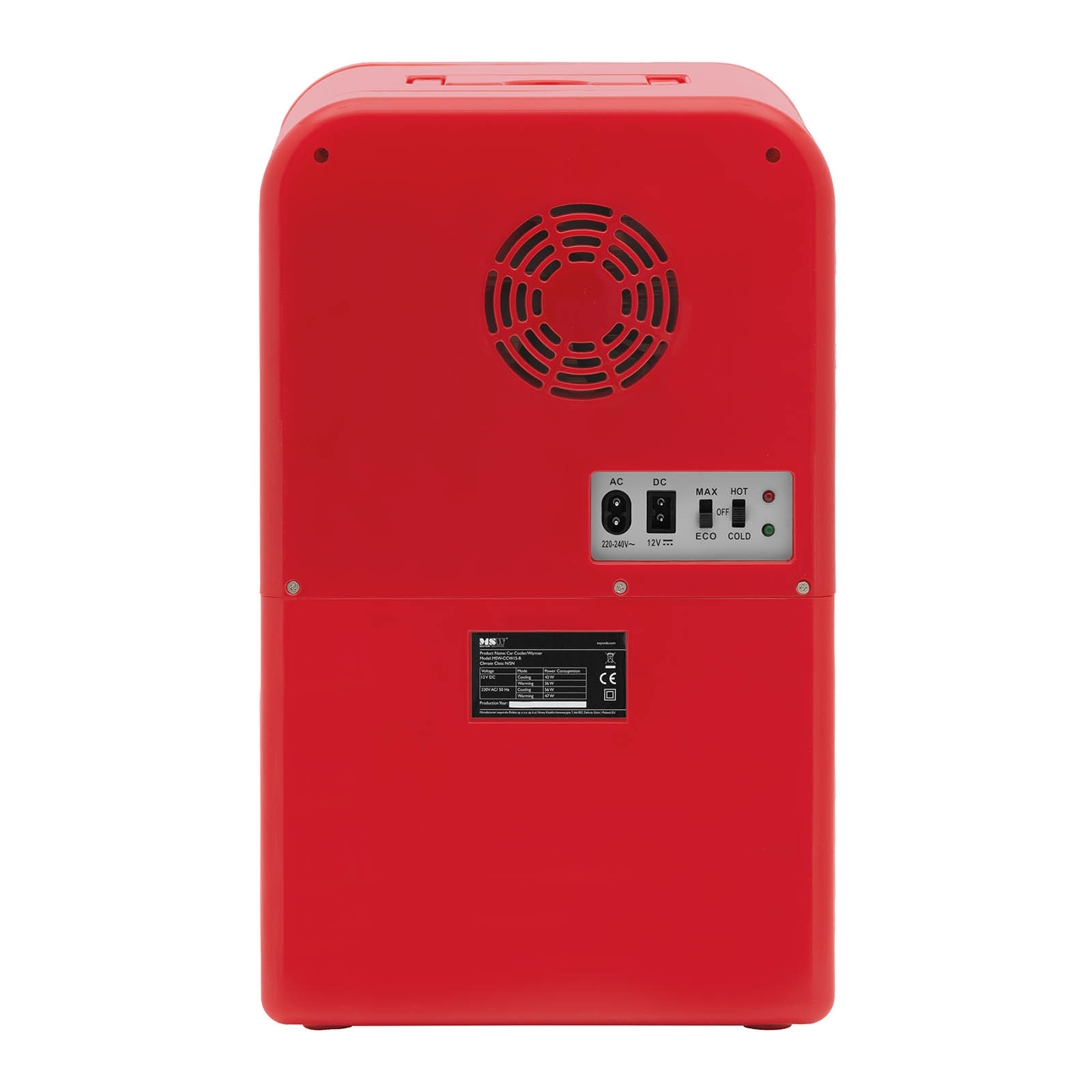 Mini chladnička 12 V / 230 V - zařízení 2 v 1 s funkcí ohřevu - 15 l - červená
