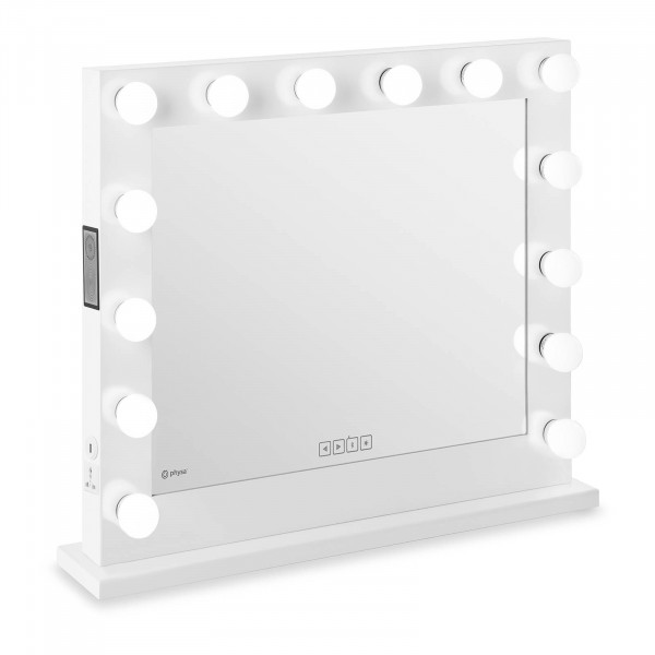 B-zboží Hollywoodské zrcadlo - bílé - 14 LED diod - hranaté- reproduktor