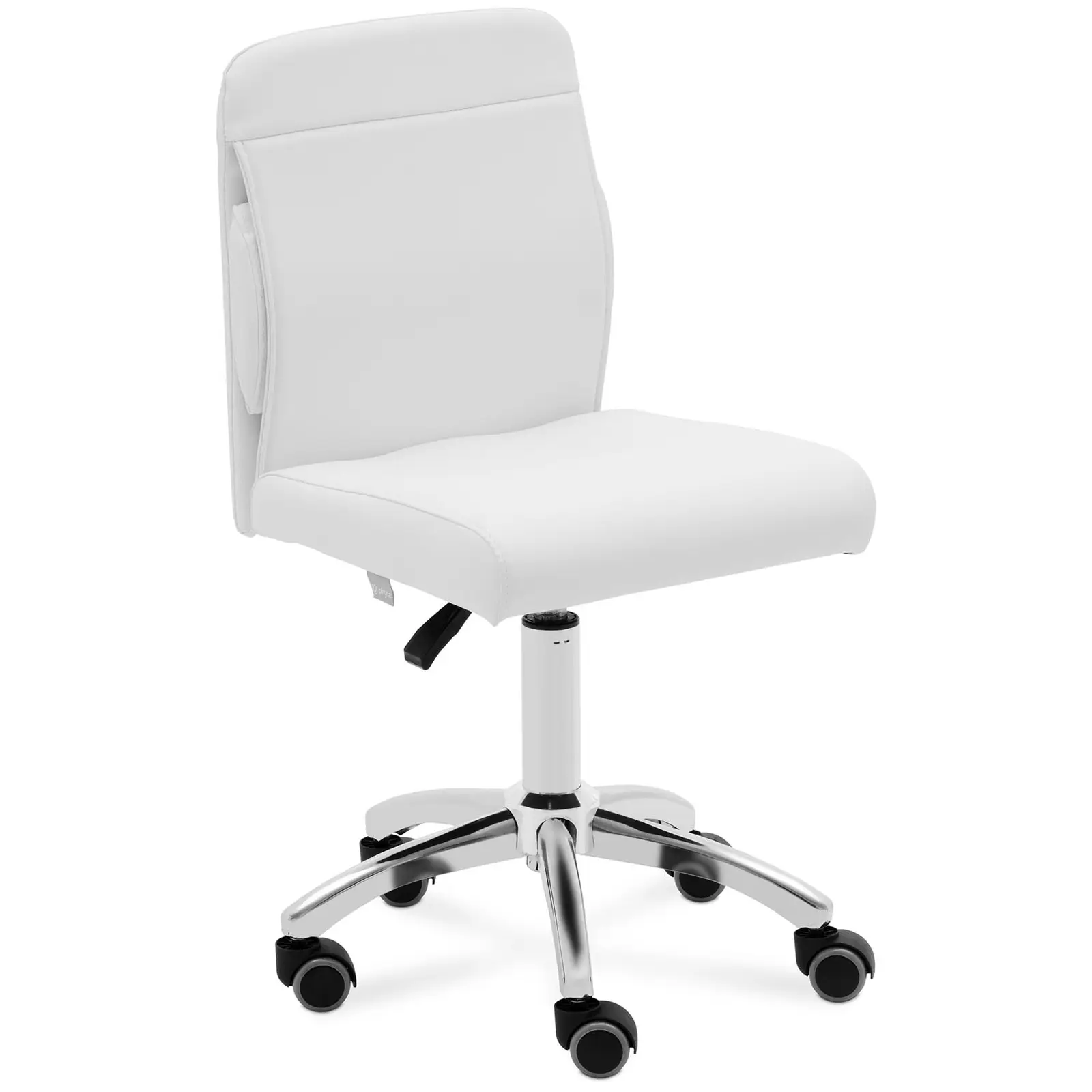 Otočná židle na kolečkách s opěradlem - 48–62 cm - 150 kg - bílá