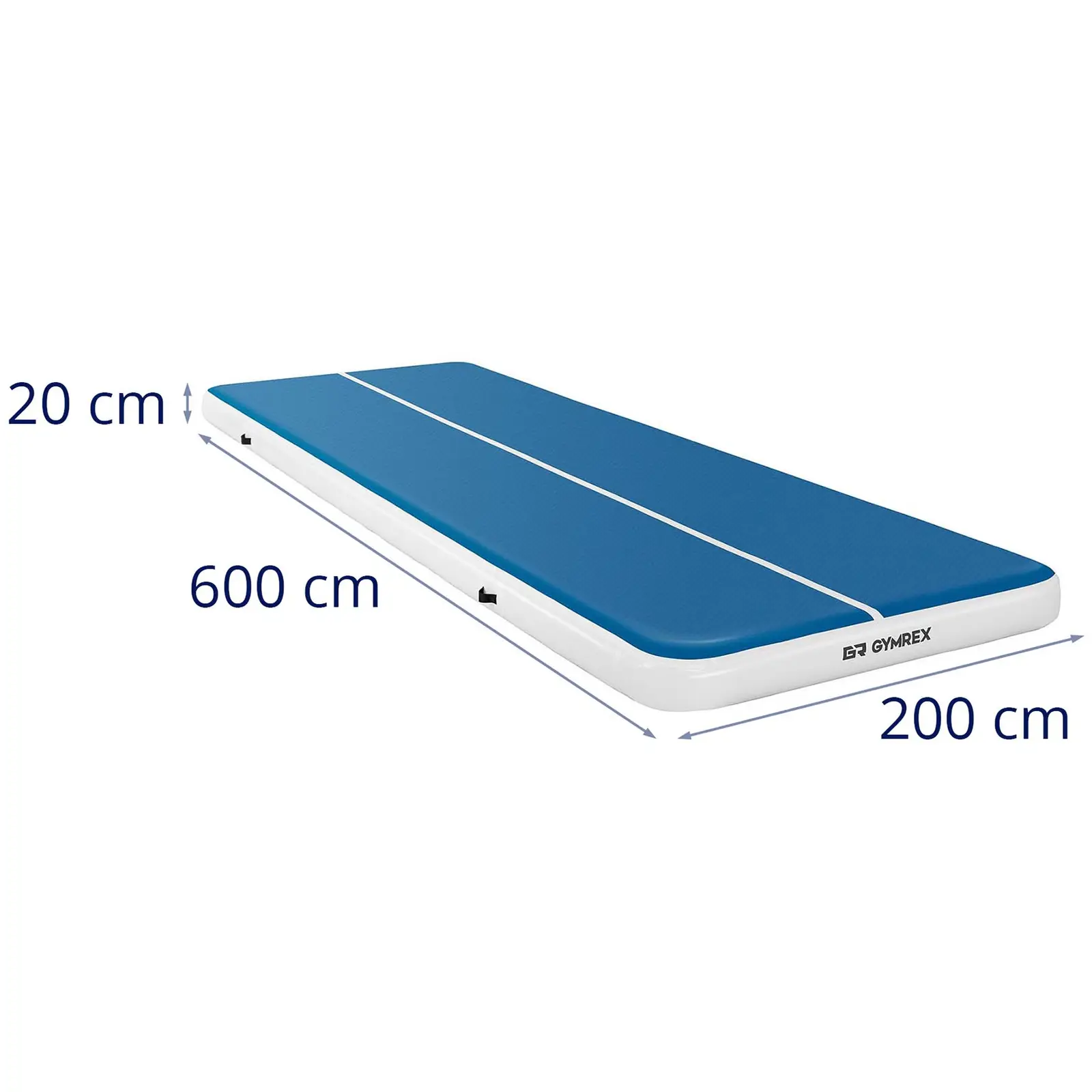Nafukovací žíněnka - 600 x 200 x 20 cm - 400 kg - modrá/bílá