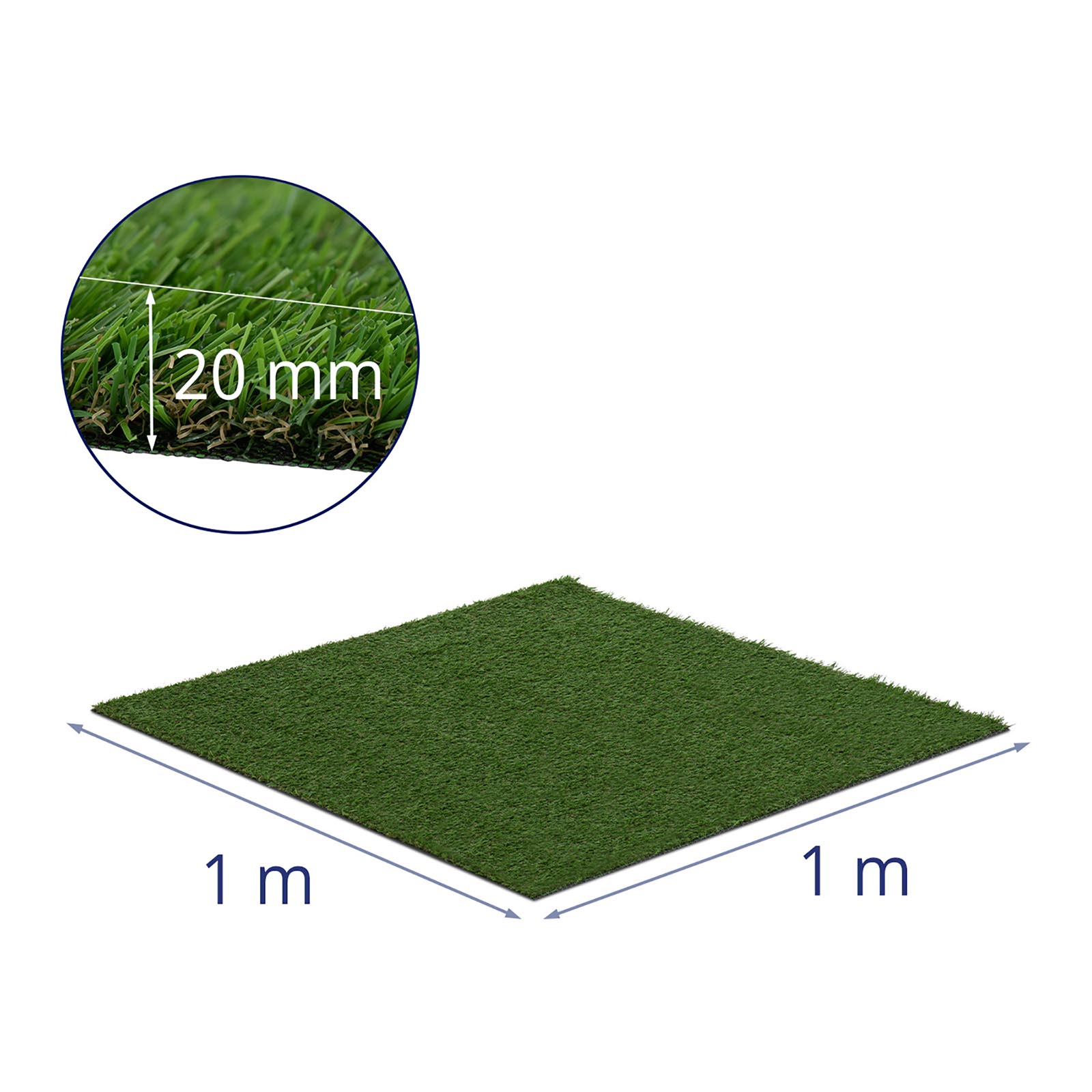 Umělá tráva - sada 5 kusů - 100 x 100 cm - výška: 20 mm - počet stehů: 13/10 cm - odolná proti UV záření.