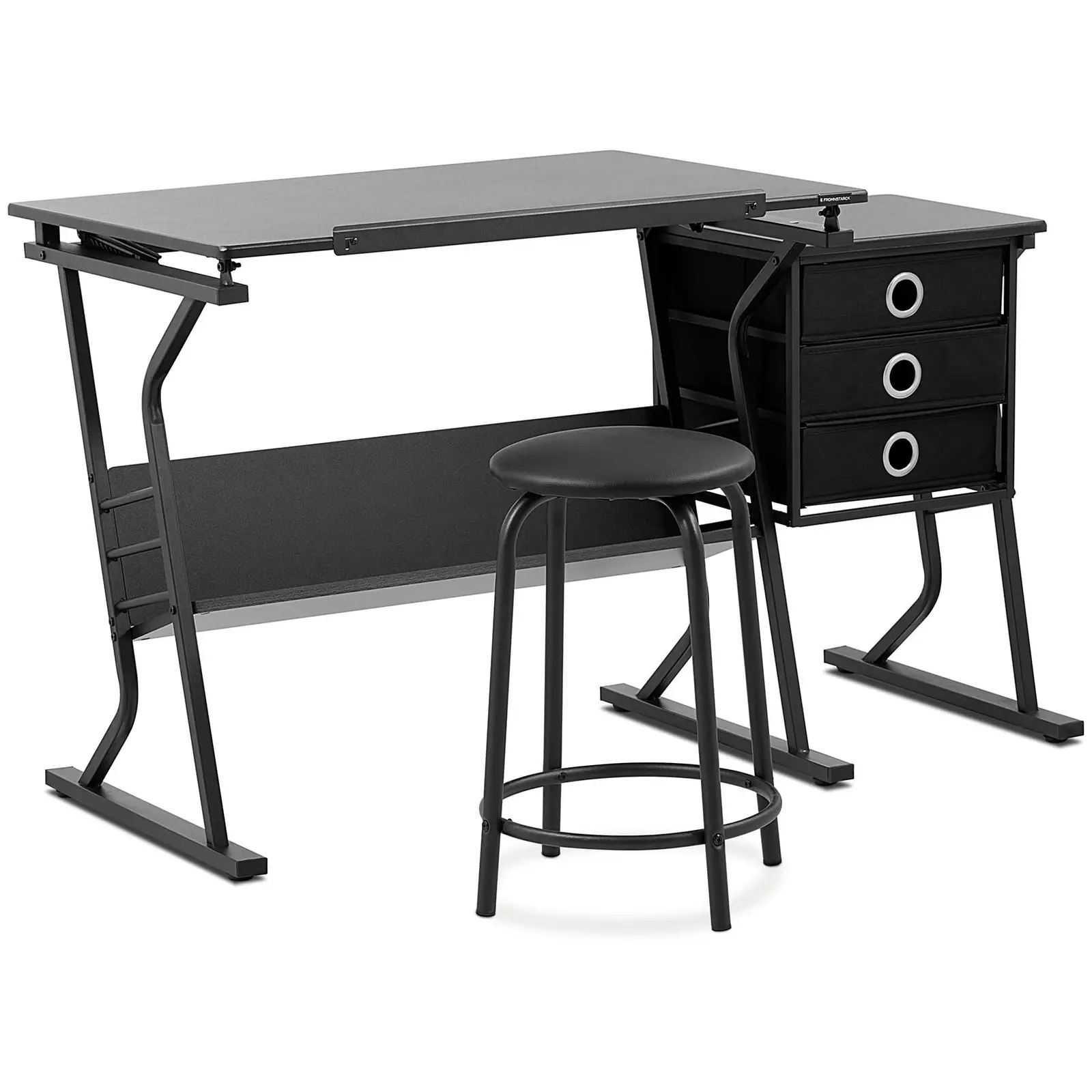 Kreslící stůl - 90 x 60 cm - naklápěcí - se stoličkou a odkládacím stolkem