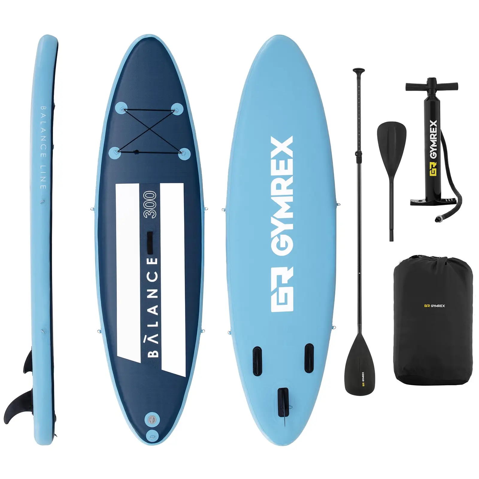 Nafukovací stand up paddleboard - 135 kg - světle a tmavě modrá - sada s pádlem a příslušenstvím