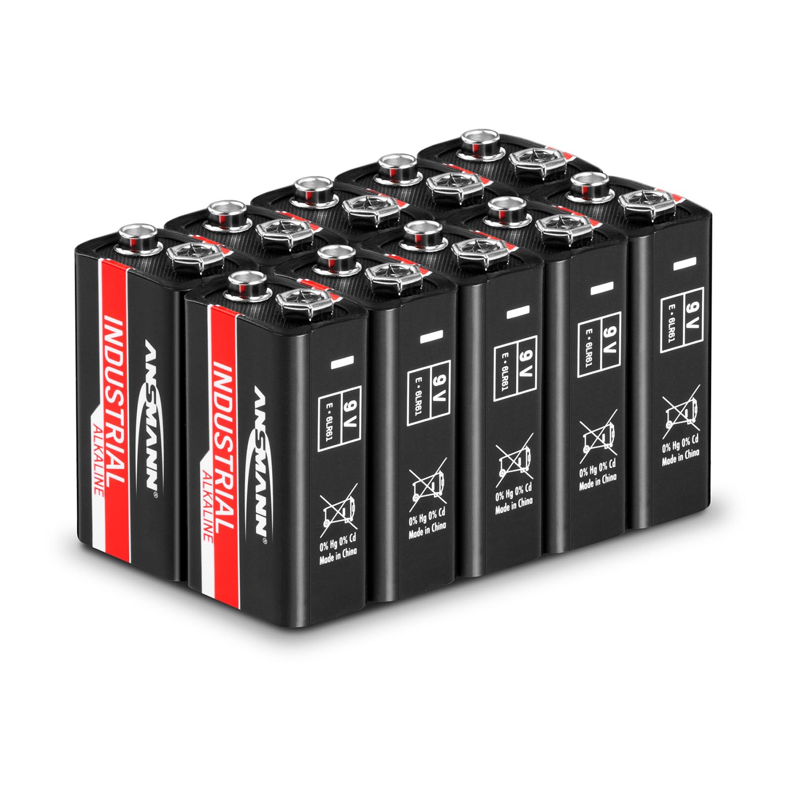 Alkalické baterie Ansmann INDUSTRIAL - blokové - 10 x 9 V 6LR61