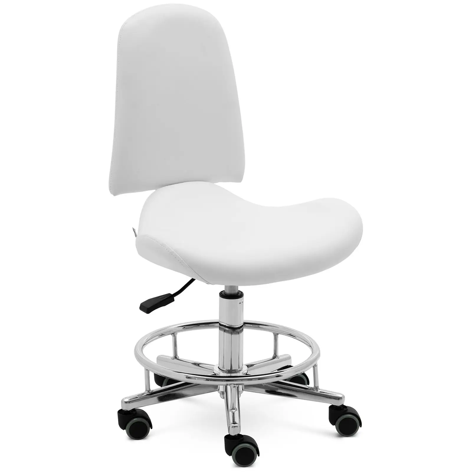 Otočná židle na kolečkách s opěradlem - 44–58 cm - 150 kg - bílá