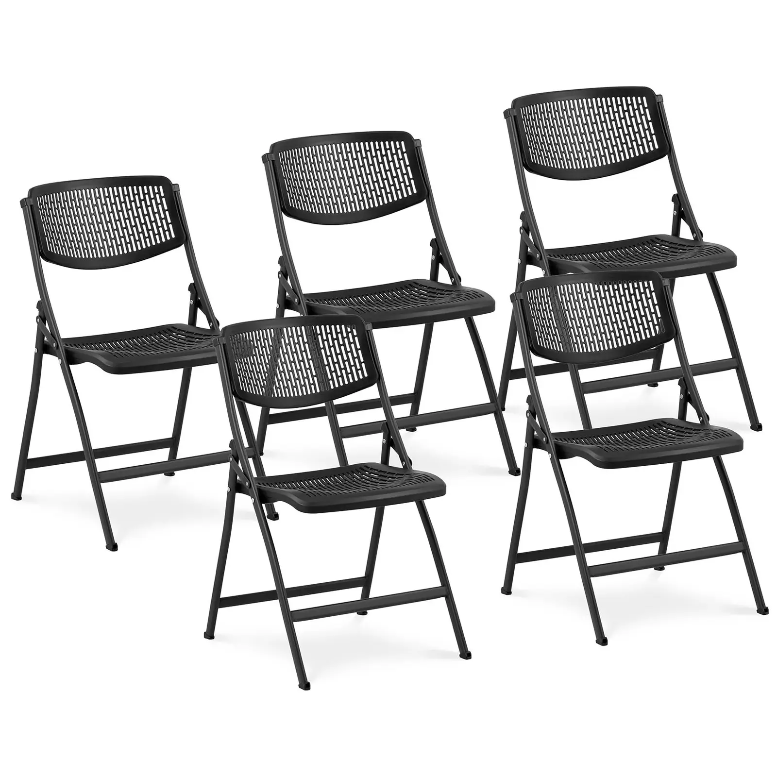Sada 5 židlí - sada 5 ks - až 150 kg - plocha sedadla 430 x 430 x 440 mm - Černá