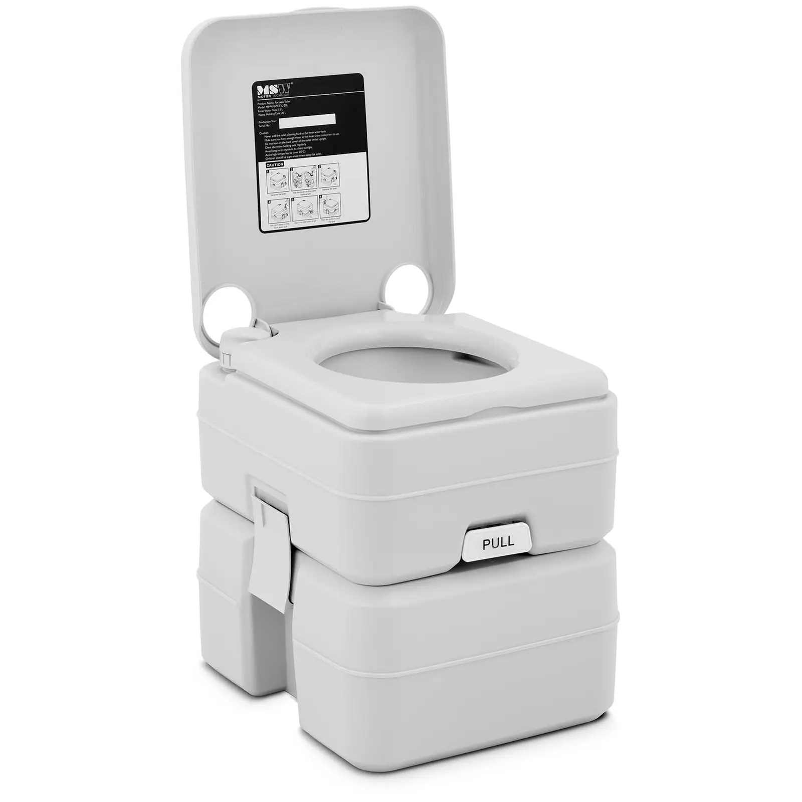Přenosná toaleta - 230 x 210 mm - 13 l čistá voda - 20 l odpadní voda 