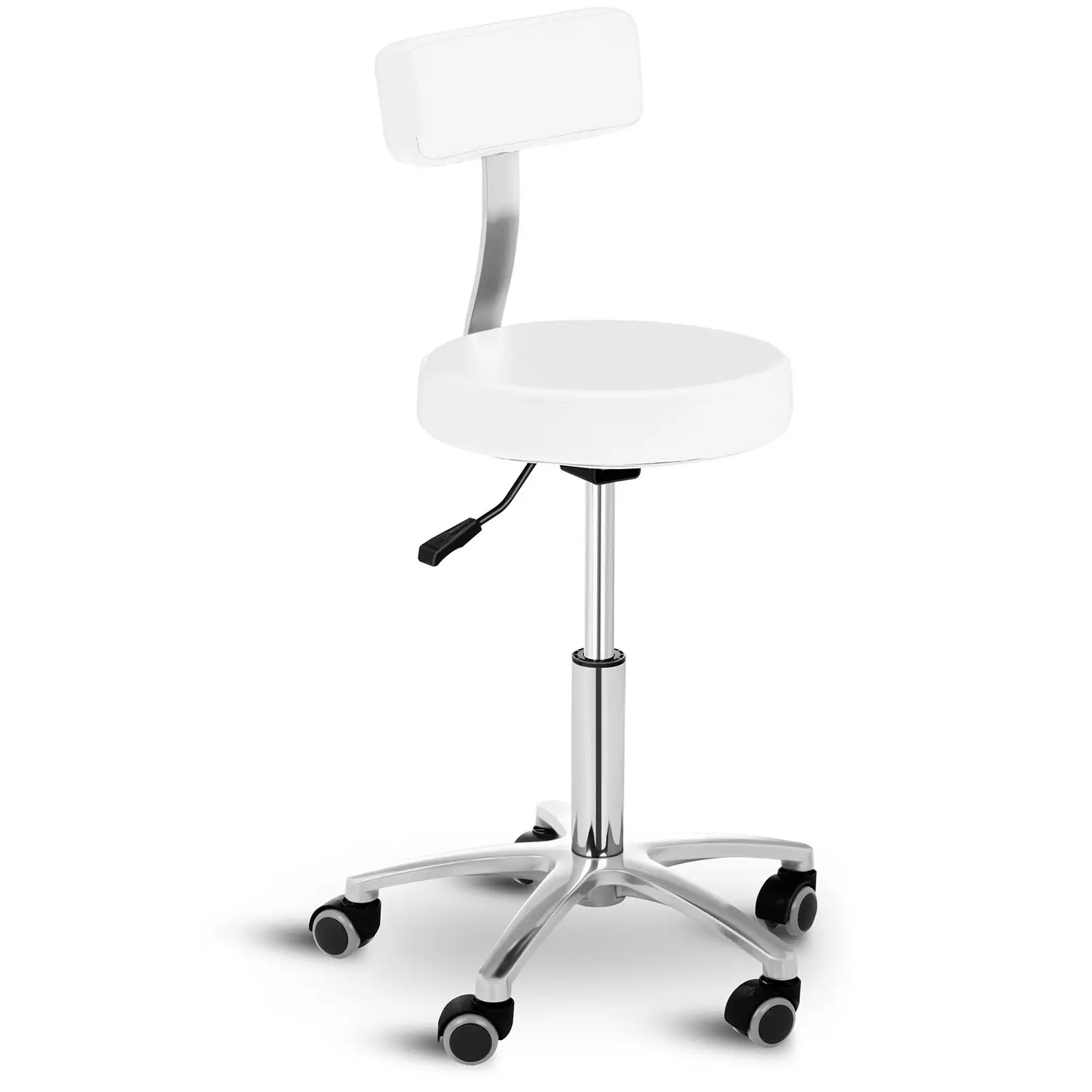 Otočná židle s opěradlem - 445 - 580 mm - 150 kg - Bílá
