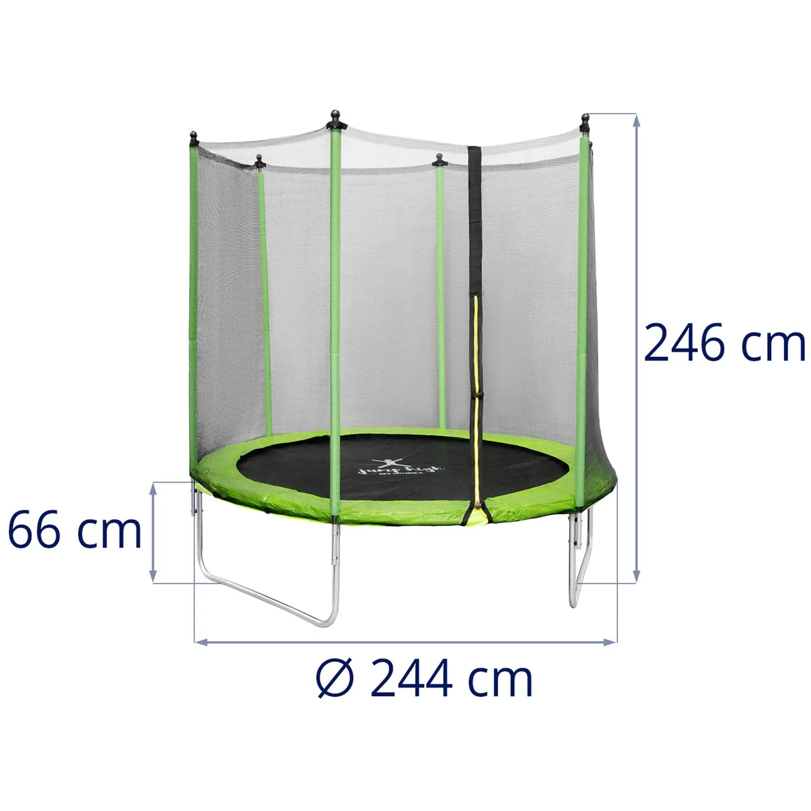 Záhradní trampolína – Ø 244 x 180 cm – 80 kg – síťovina – černá/zelená