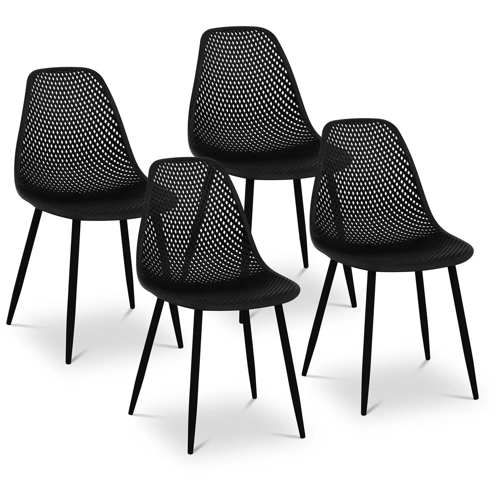 Židle - 4dílná sada - až 150 kg - sedák 52 x 46,5 cm - černá