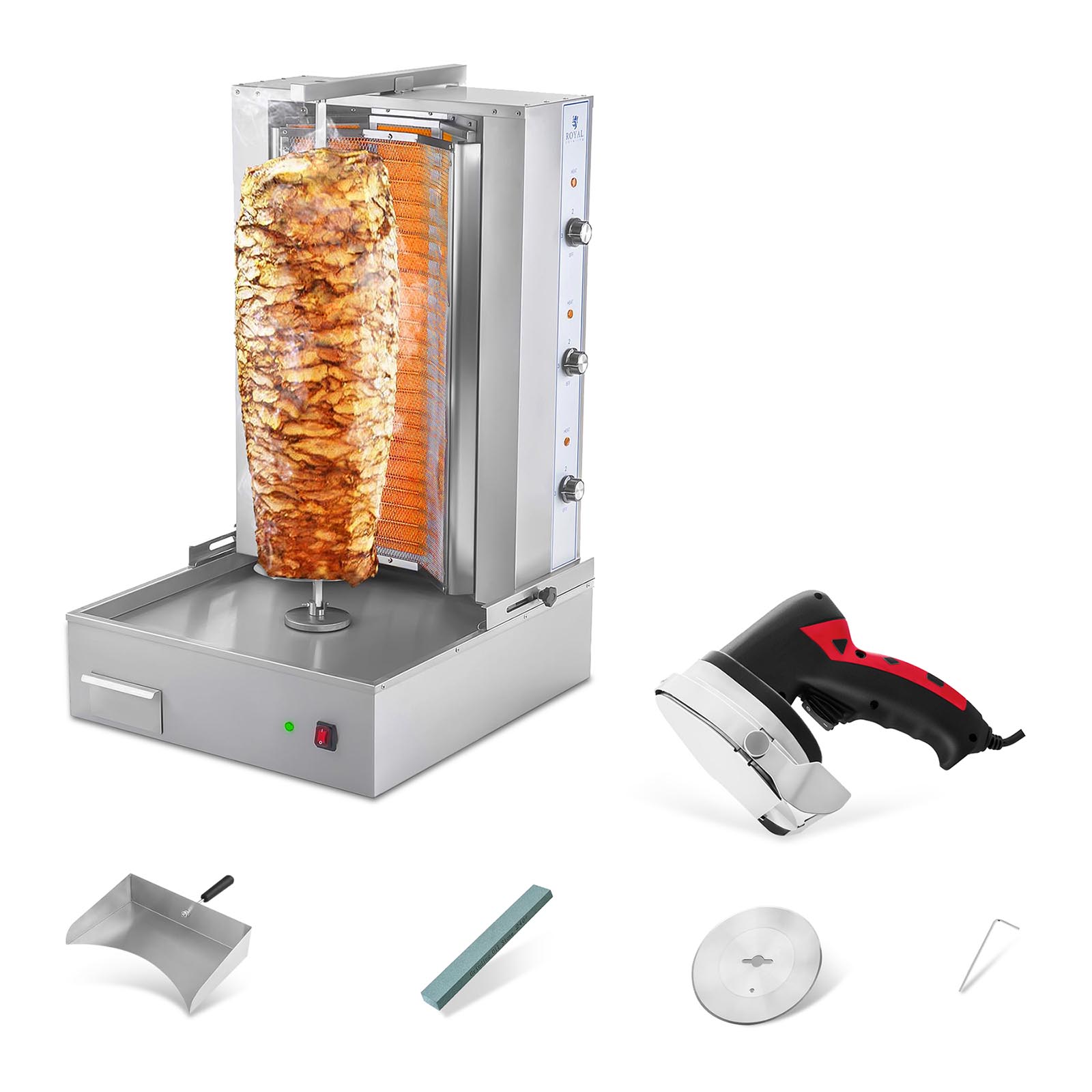 Elektrický gril na kebab - sada - s nožem na kebab