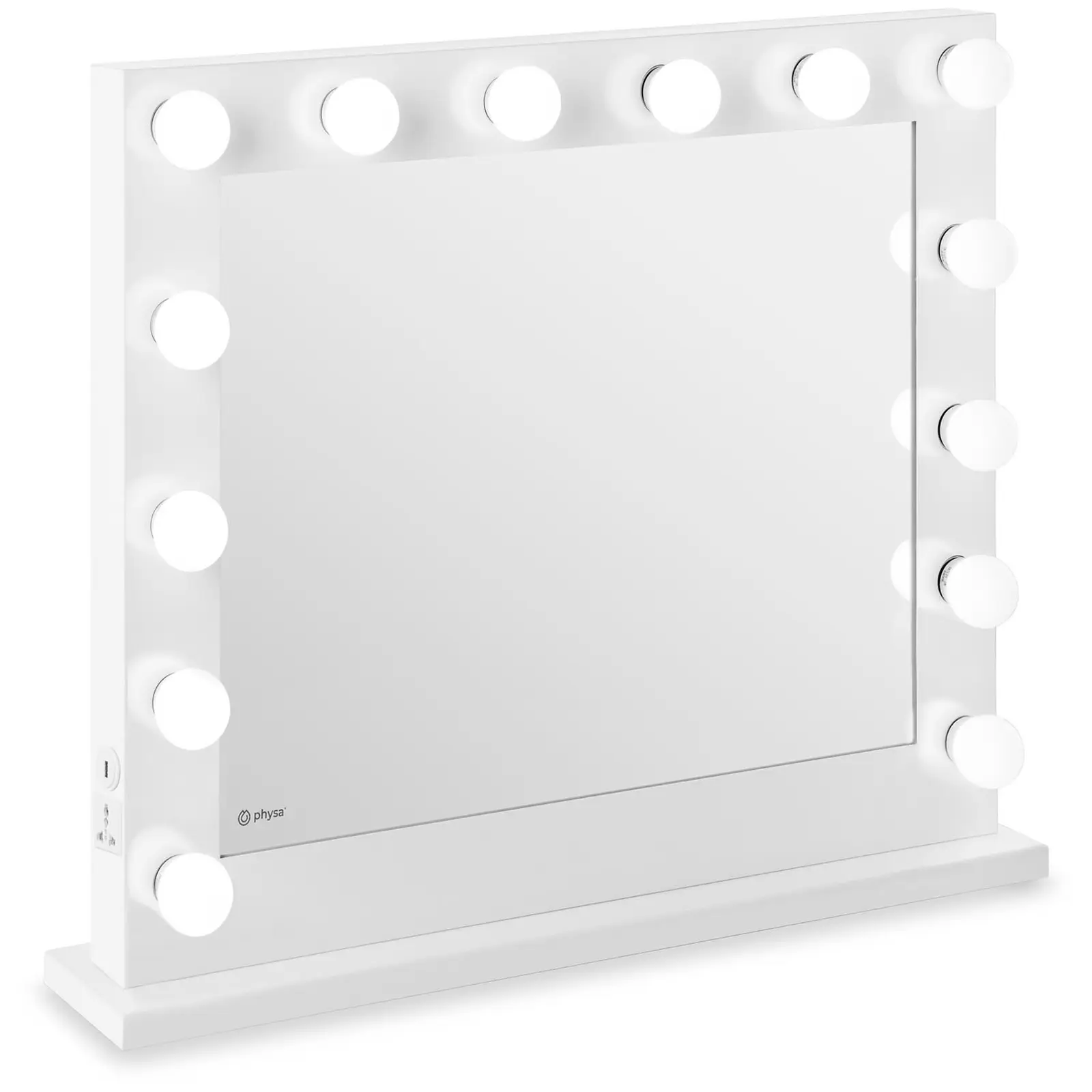 Hollywoodské zrcadlo - bílé - 14 LED diod - hranaté