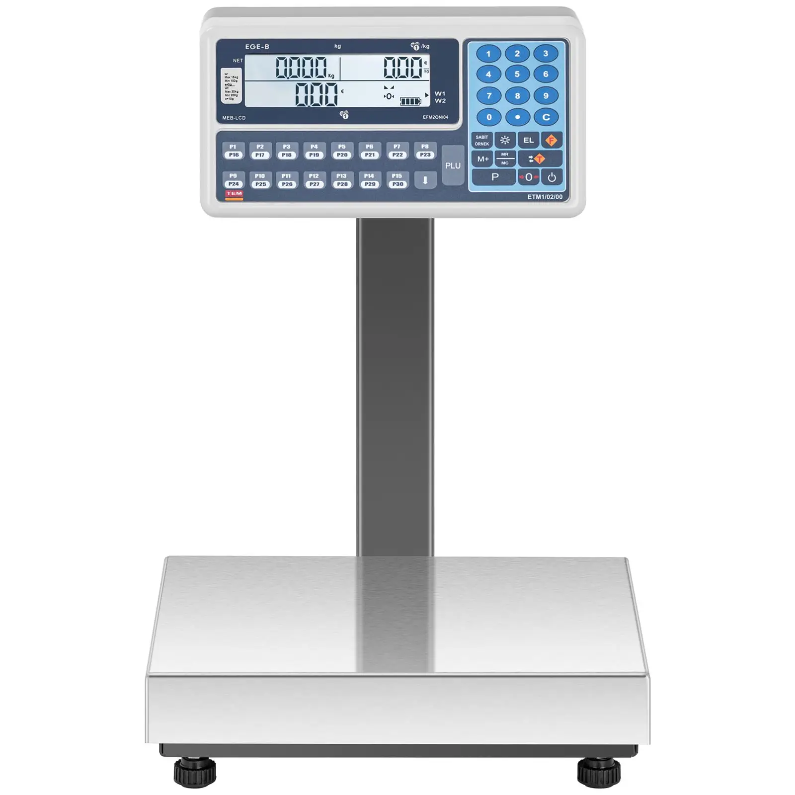 Váha s výpočtem ceny - cejchovaná - 30 kg - duální LCD